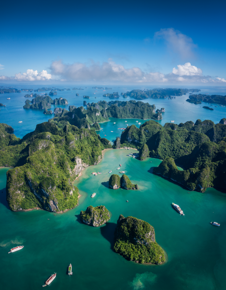 Aerial view of Halong bay cruise