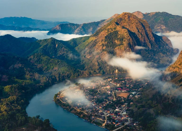 Aerial View of Nong Khiaw Village, Laos