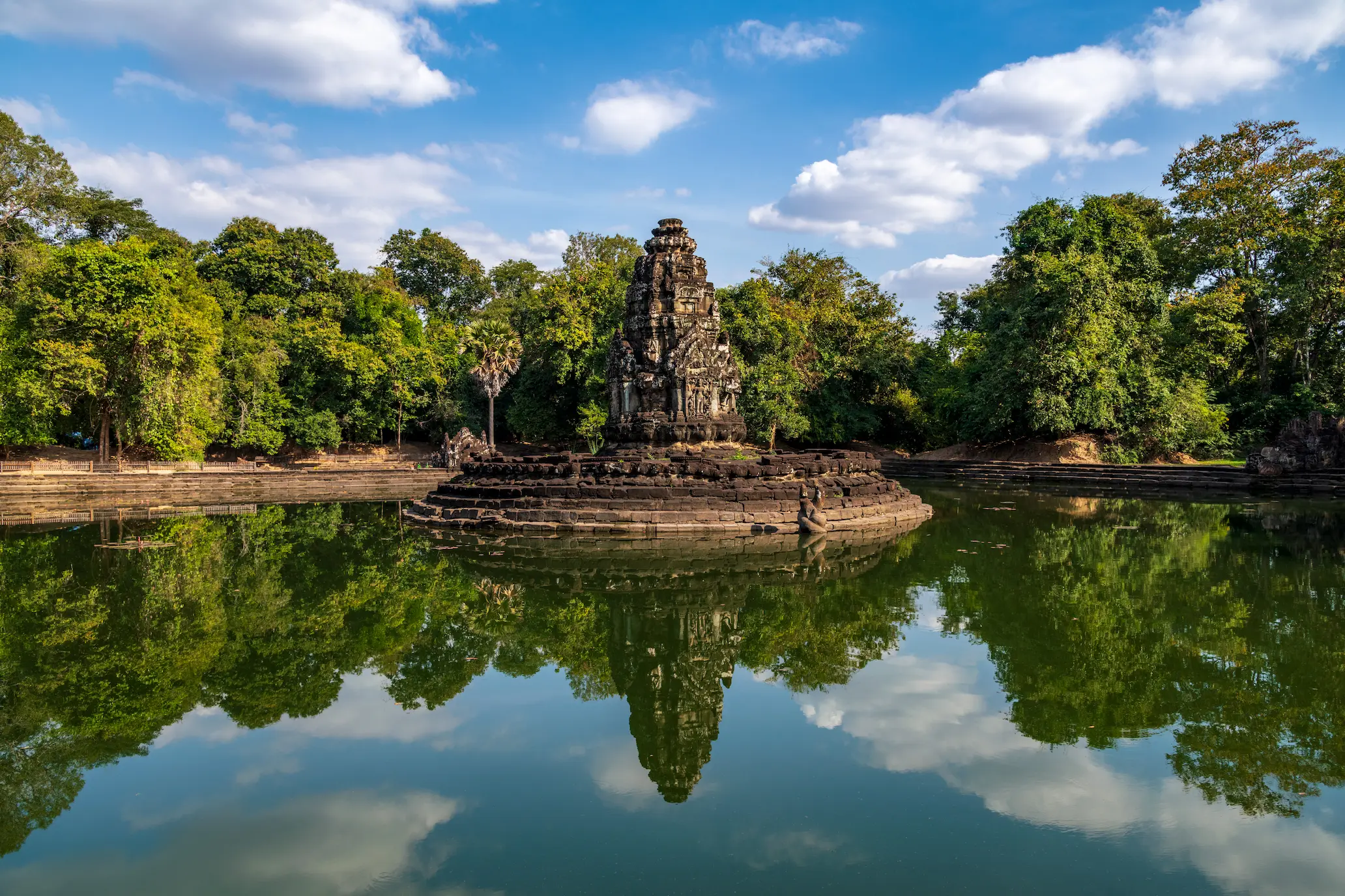 Beautiful reflection of Neak Pean Temple, Cambodia